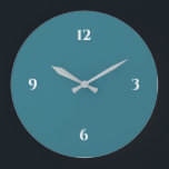 Turkos & vit minimalistisk stor klocka<br><div class="desc">Modern klocka har en minimalistisk design i en turkos- och vit färg-palett. En enkel design med vita tal i turkospausal. Ett trendig till ditt kök, vardagsrum eller kontorsvägg, en tänkbar modern kontorsgåva eller en modern hemgåva till vilken tillfälle som helst. Du kan anpassa genom att använda fält eller anpassa dig...</div>