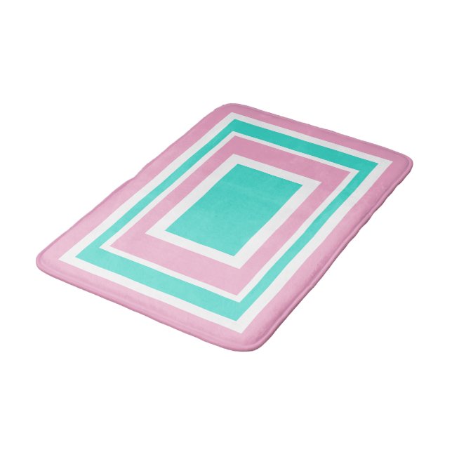 Turkos Vit Rosa Geometrisk Badrumsmatta (Vinklad)