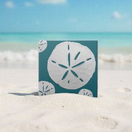 Turkos & Vit Tropisk Strand Sanddollar Kakelplatta