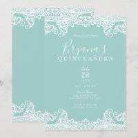 Turkos & Vitt Spets Elegant Quinceañera-festlighet