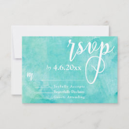 Turkos Watercolor Elegant Typografi RSVP OSA Kort