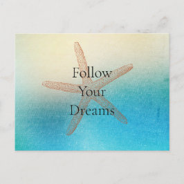 Turkos White Aqua Blue Beach Starfish Vykort