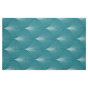 Turkos & White Art-Deco Geometric Mönster Tyg