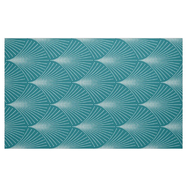 Turkos & White Art-Deco Geometric Mönster Tyg (Fat Quarter)