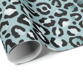 Turkos White Blue Leopard Skriv ut Presentpapper