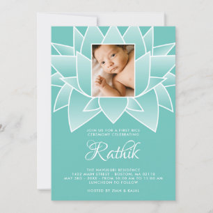 Turkos White Lotus First Ris Photo Inbjudningar