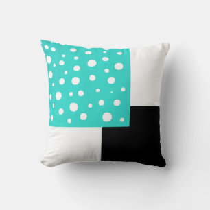 Turkos White Polka dots Black & White Geometric Kudde