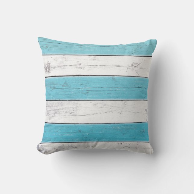 Turkos & White Stripe Pillow Kudde (Framsida)