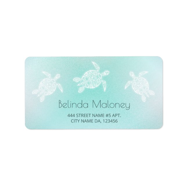 Turkos White Turtle Adressetikett (Framsidan)