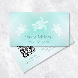 Turkos White Turtle Scan QR-kod Visitkort