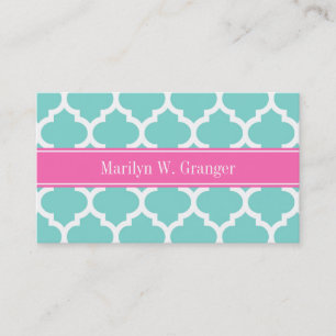 Turkos Wht Moroccan #5 Shock rosa2 Namn Monogram Visitkort