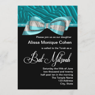 Turkos Zebra Bat Mitzvah-inbjudan Inbjudningar