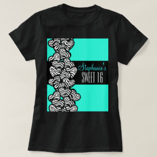 Turkos zebra hjärta Sweet 16 Birthday Tshirt T Shirt