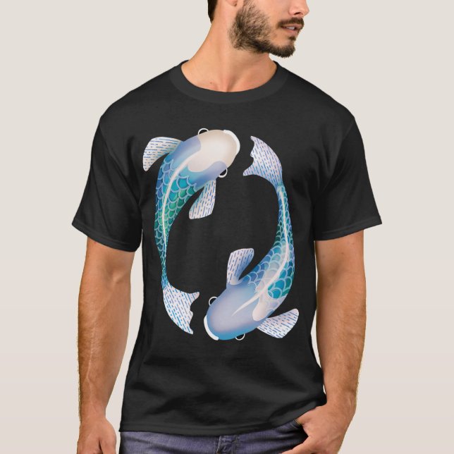 Turkos Zen Koi Fisk T Shirt (Framsida)