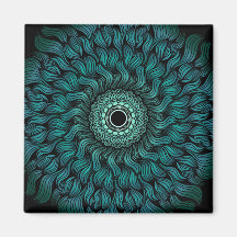 Turkos Zentangle Mandala Art Fyrkantig Magnet