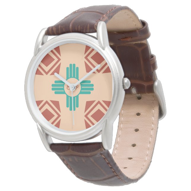 Turkos Zia Tribal Brown Tan Armbandsur (Vinklad)