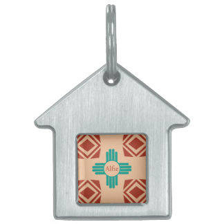 Turkos Zia Tribal Brown Tan ID-bricka Husdjur