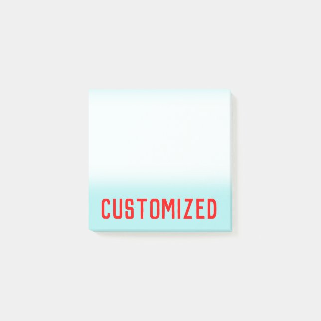 Turkosbakgrund & rött djärvt personlignamn post-it block (Framsida)