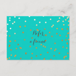 Turkosblå & Glänsande Guldprickar Referralkort