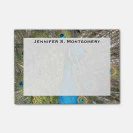 Turkosblå Limegrön Påfågel Fjäder Monogram Post-it Block