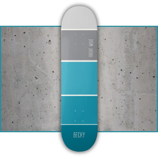 Turkosblå och grå randig mini skateboard bräda 18,5 cm