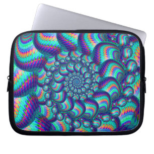 Turkosblått klumpa ihop sig Fractalmönster Laptop Sleeve