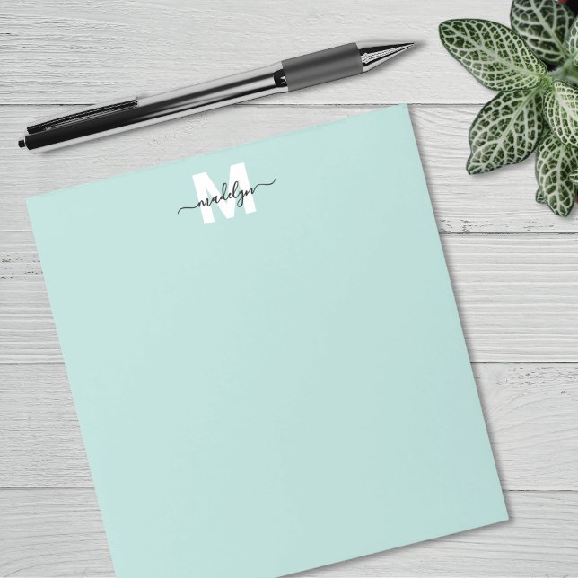 Turkosblått monogram anteckningsblock (Teal Blue Monogram Notepad)