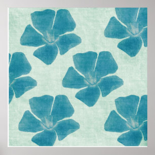 Turkosblommatryck Poster