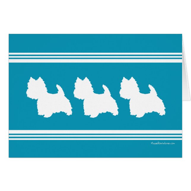 Turkosfärgade Westies Hälsningskort (Framsidan Horizontal)