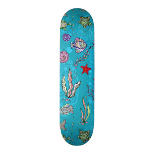 Turkosfiskmönster Old School Skateboard Bräda 18 Cm