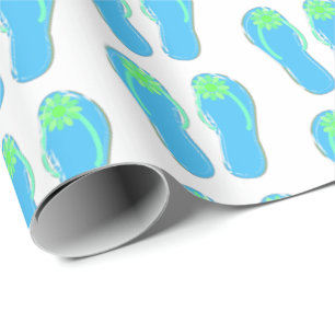 turkosflinflip flops med den gröna blomman presentpapper