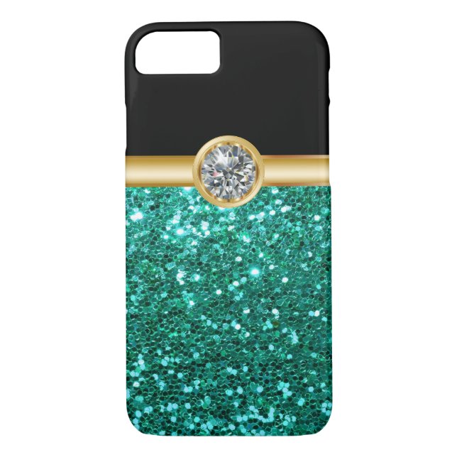 Turkosglitter Bling Case-Mate iPhone Skal (Baksida)