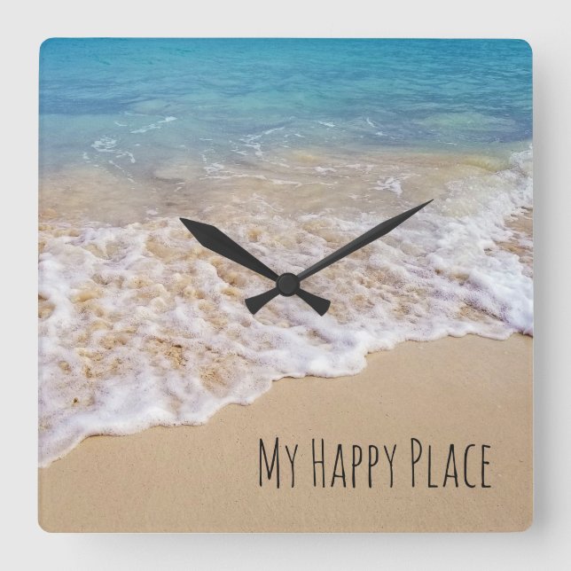 Turkoshavstrand med surfa fyrkantig klocka (Framsida)