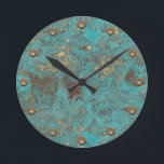 Turkoskrickan & guld förkopprar rund klocka<br><div class="desc">Turkoskrickan & guld förkopprar vintageantikviteten tar tid på.</div>