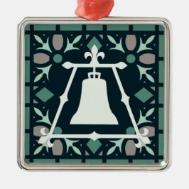 Turkosmålat glassFleur Raincross design Julgransprydnad Metall