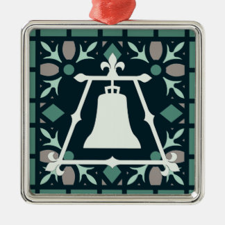 Turkosmålat glassFleur Raincross design Julgransprydnad Metall