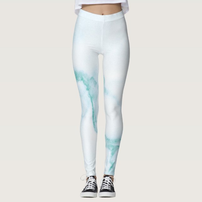 Turkosmarmorerade Leggings (Framsida)