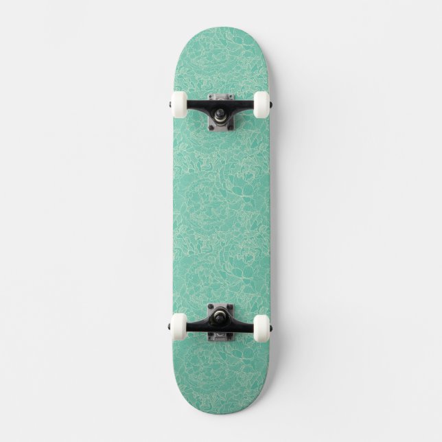 Turkospionmönster Old School Skateboard Bräda 21,6 Cm (Framsida)