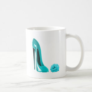 Turkosstiletten skor och steg kaffemugg