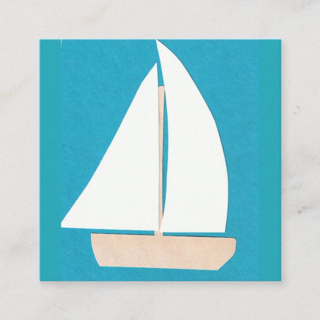 Turkosvisitkort med segelbåten fyrkantigt visitkort (Framsida)