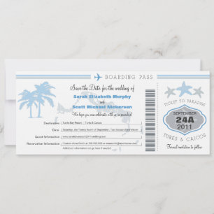 Turks & Caico Save Date Boarding Pass Spara Datumet