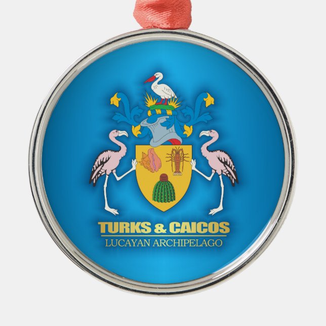 Turks & Caicos COA Julgransprydnad Metall (Framsidan)