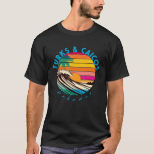 Turks & Caicos Retro 1980-talet Stil Bahamas Beach T Shirt