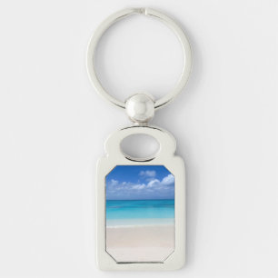 Turks för Leewardstrand och Caicos foto Rektangulärt Silverfärgad Nyckelring