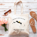 Turks och Caicos Bröllop Welcome Bag, Tote Tygkasse<br><div class="desc">Bröllop helg hälsar med tillfredsställelse presentsäcken för gäster från byn till bröllop,  med en bild av turkar och Caicos med guld hjärta. Fyll i tonen med dina favoritvaror.</div>