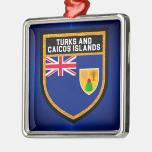 Turks och Caicos flagga Julgransprydnad Metall