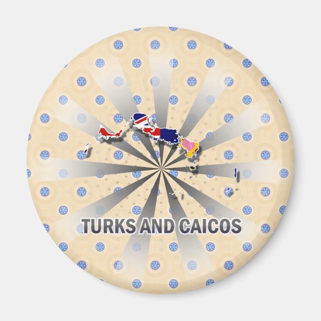 Turks och Caicos Flagga Karta 2.0 Magnet (Framsidan)