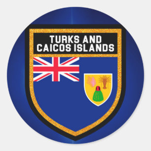 Turks och Caicos flagga Runt Klistermärke