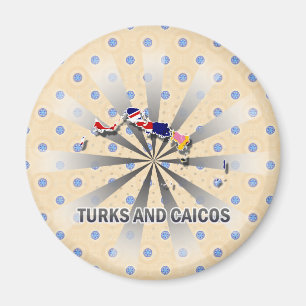 Turks och Caicos flaggakarta 2,0 Magnet
