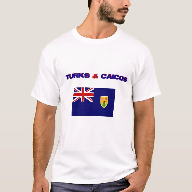 Turks och Caicos flaggaT-tröja Tee Shirt (Framsida)